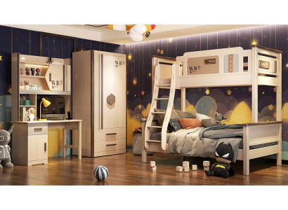 Slaapkamer jeugd kinderkamer set Modern kast ladekast tafel Nieuw 2-delig.